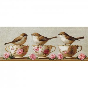 BU5092 Набір для вишивки рахунковим хрестиком "Три ніжні птахи" Luca-S, Aida 16