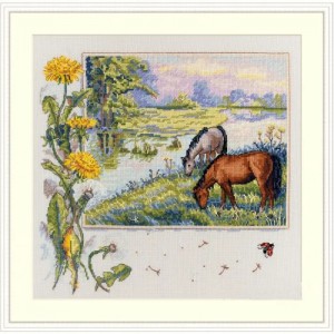 К-139 Коні. Мережка. Набір для вишивки хрестиком на Aida 16