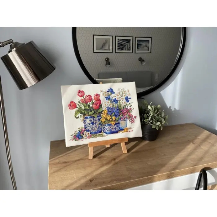 К-195 Весняний сад в синьому. Мережка. Набір для вишивки хрестиком на Aida 16