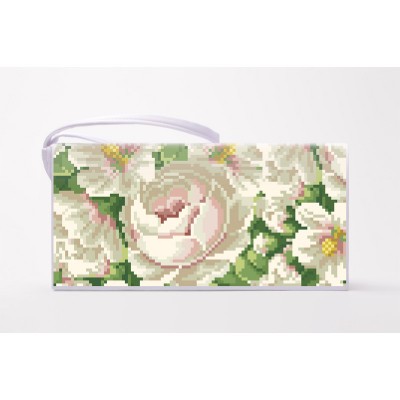 Заготовка клатча "Білі мальви і троянди" для вишивки бісером (КЛ190кБ1301)