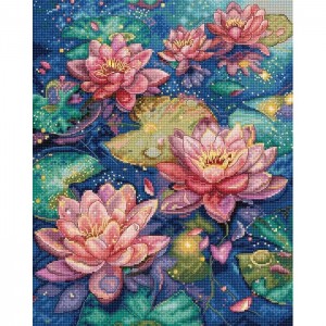 L9910 Водяна лілія. Water lily. Letistitch. Набір для вишивки хрестиком на Aida 16