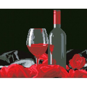 Алмазна мозаїка 30х40 "Вино і троянда" АМС-116