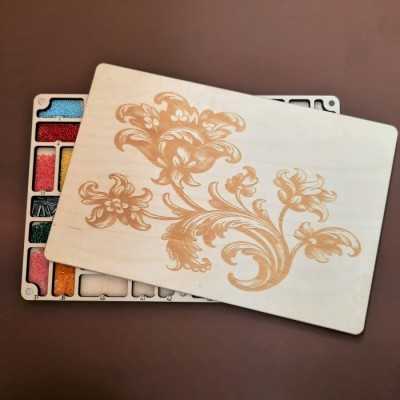 Органайзер для бісеру з дерев'яною кришкою на 48 пронумерованих комірок (060222)