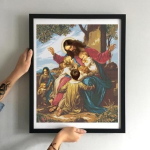 Схема картини Золота Підкова ЗПО-001 "Христос і діти" для вишивання бісером на шовку