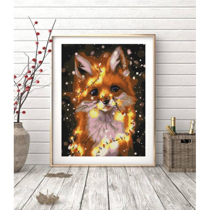 Алмазна мозаїка 30x40 "Лисичка з вогниками" ST479