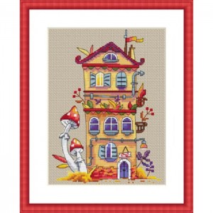 К-54 Осінній будиночок. Мережка. Набір для вишивки хрестиком на Aida 16