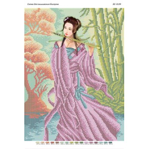 БС-3129 Дівчина з флейтою. Схема для вишивки бісером