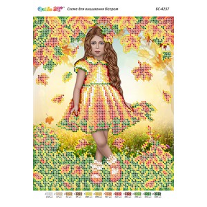 БС-4237 Дівчинка осінь. Схема для вишивки бісером