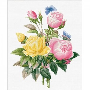 BU4003 Жовті троянди і бенгальські троянди. Luca-S. Набір для вишивки хрестиком