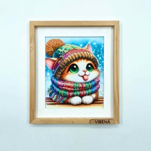 Картина для вишивки бісером "Кіт язичком ловить сніжинки" (А4Н-612)