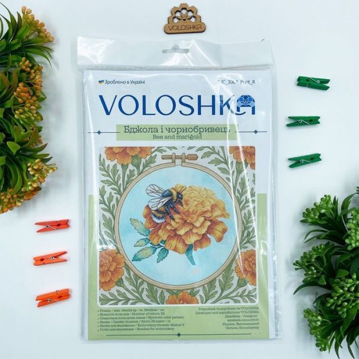 Набір для вишивки хрестиком "Бджола на чрнобривці" для вишивки нитками (VМС 1004 Print R)