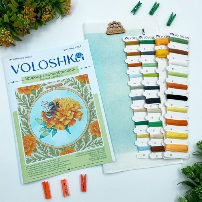 Набір для вишивки хрестиком "Бджола на чрнобривці" для вишивки нитками (VМС 1004 Print R)