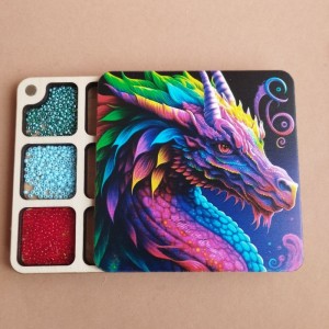 Квадратний міні органайзер для бісеру Коробушка з кольоровим друком (060511)