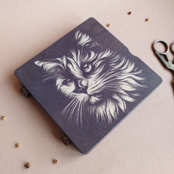 Дерев'яний органайзер для бісеру Блокнотик на 40 комірок, з двома акриловими кришками всередині, кожна комірка пронумерована (060525б)