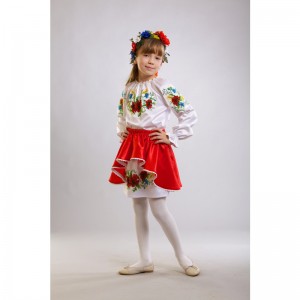 Заготовка дитячого плаття на 9-12 років "Ніжні маки, волошки, колоски" для вишивки бісером (ПД005кБ40нн)