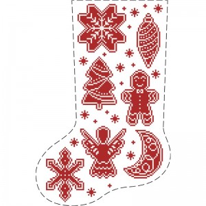 Непошитий Новорічний чобіток Новорічні прикраси. Схема для вишивки бісером і нитками на габардині. (ТР-878)