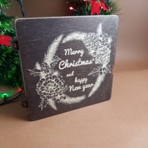 060181б Дерев'яний органайзер для бісеру Блокнотик на 40 комірок, з двома акриловими кришками всередині, кожна комірка пронумерована