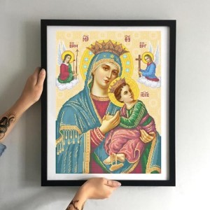 Схема картини Золота Підкова ЗПО-019 "Богородиця Неустанної Помочі" для вишивання бісером на шовку