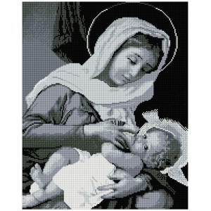 Алмазна мозаїка 40х50 Ікона "Годувальниця" сіра монохром SP070