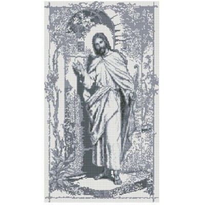 Алмазна мозаїка "Ісус стукає в двері" монохром сірий SS812