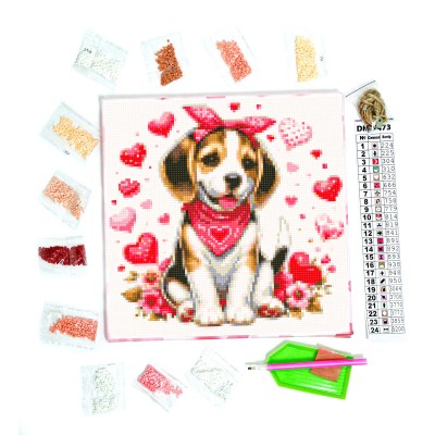 Алмазна вишивка (набір на підрамнику) "Улюбленець бігль" (DMF-470)