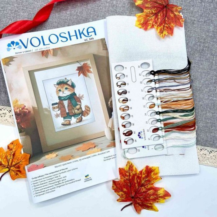 Набір для вишивки хрестиком "Котик з кавою" (VC-049)
