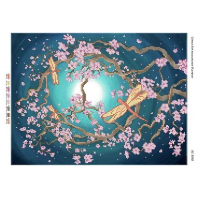 БС-3018 Сакура (частк. вишивка). Схема для вишивки бісером