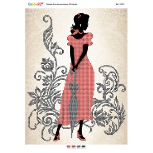 БС-3377 Дівчина в червоному ІІ (частк. вишивка). Схема для вишивки бісером