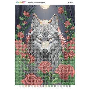 БС-3439 Вовк в трояндах (частк. вишивка). Схема для вишивки бісером