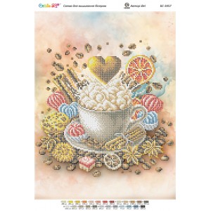 БС-3457 Кава з корицею І (частк. вишивка). Схема для вишивки бісером