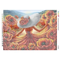 БС-3493 Дівчина в квітах ІІІ  (частк. вишивка). Схема для вишивки бісером