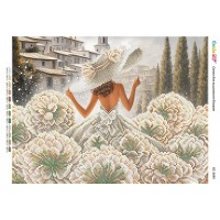 БС-3495 Дівчина в квітах V  (частк. вишивка). Схема для вишивки бісером