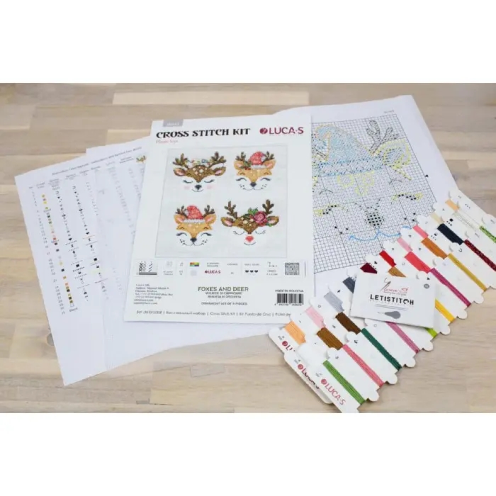 JK032 Ялинкові іграшки. Лисята і оленята. Luca-S. Набір для вишивки хрестиком