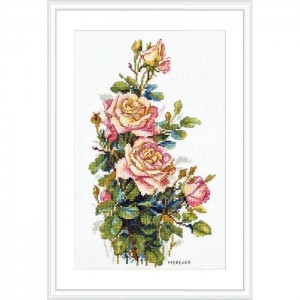 К-154 Жовті троянди. Мережка. Набір для вишивки хрестиком на Aida 14