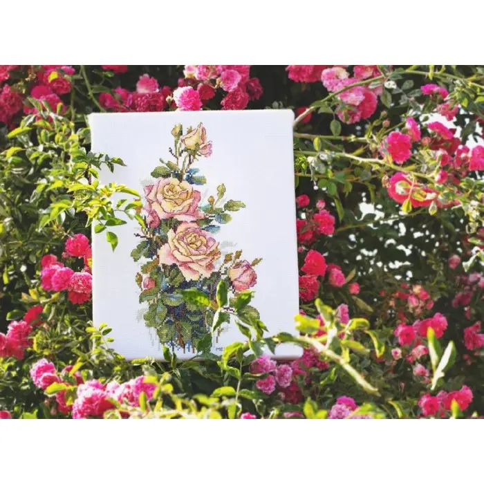 К-154 Жовті троянди. Мережка. Набір для вишивки хрестиком на Aida 14