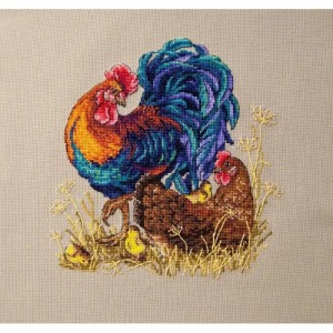 К-61 Півень і квочка. Мережка. Набір для вишивки хрестиком на Aida 16