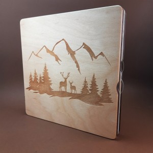 060170к Дерев'яний органайзер для бісеру Книжка на 60 комірок "Олені", з двома акриловими кришками всередині, кожна комірка пронумерована