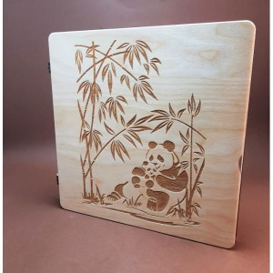 060208к Дерев'яний органайзер для бісеру Книжка на 60 комірок "Панди", з двома акриловими кришками всередині, кожна комірка пронумерована