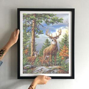 Схема картини Золота Підкова ЗПТ-022 "Олені" для вишивання бісером на шовку