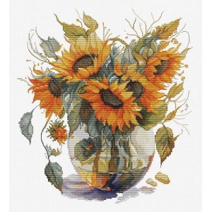 B7025 Ваза з соняшниками. Набір для вишивки хрестиком Luca-S