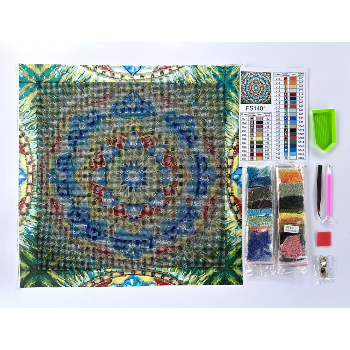 Алмазна мозаїка 40х40 "Мандала достатку та процвітання" FS1401