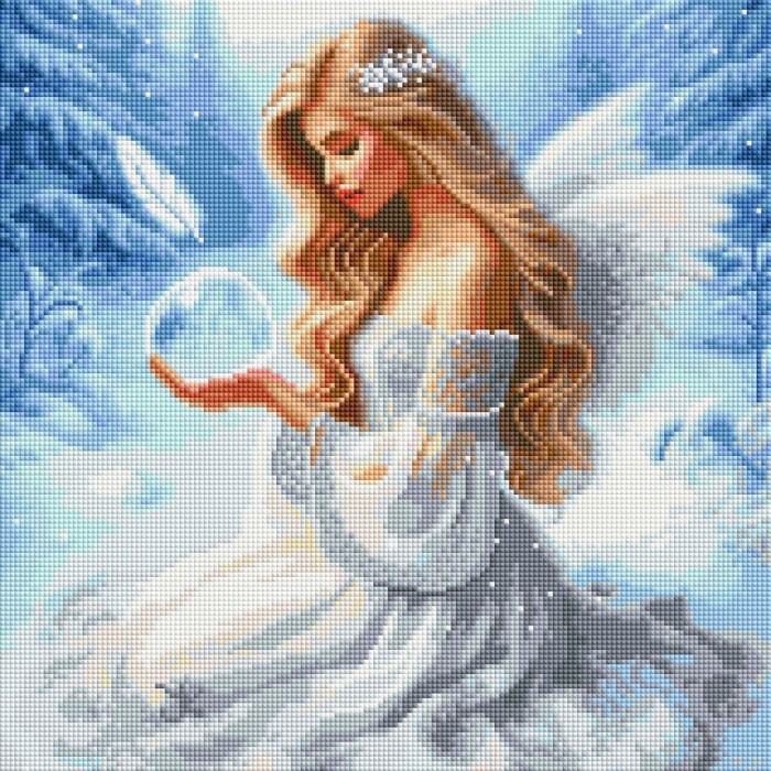 Алмазна мозаїка ColorArt 40х40 "Дівчина ангел" + голограмні алмазики FS1413