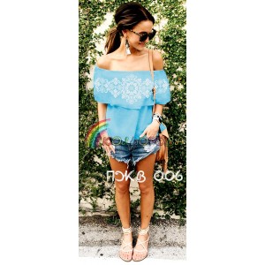 Жіноча блузка без рукавів з воланом БЖВ-006