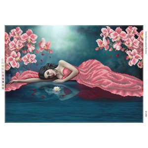 БС-2068 Дівчина біля річки (частк. вишивка). Схема для вишивки бісером