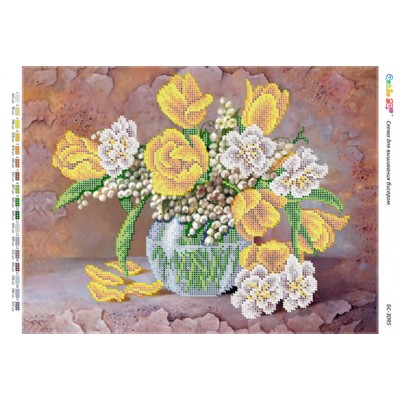 БС-3095 Натюрморт з тюльпанами (частк. вишивка). Схема для вишивки бісером