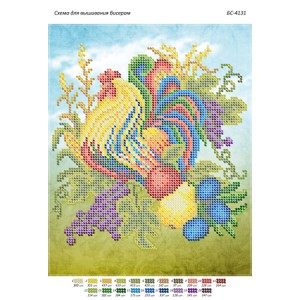 БС-4131 Півень. Схема для вишивки бісером