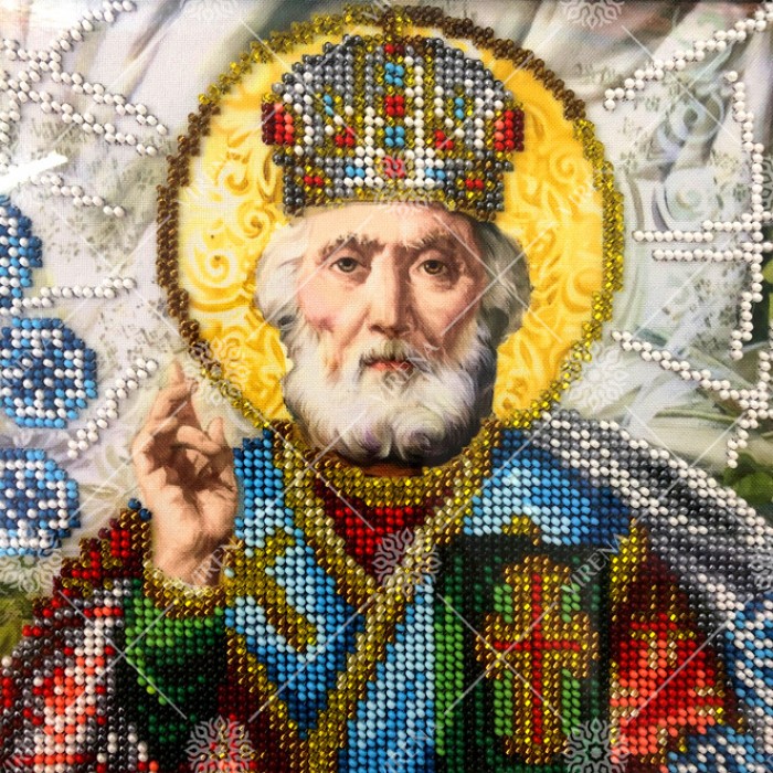Схема для вишивки бісером за мотивами ікони О. Охапкіна "Святий Миколай Чудотворець" (А4Р-206)