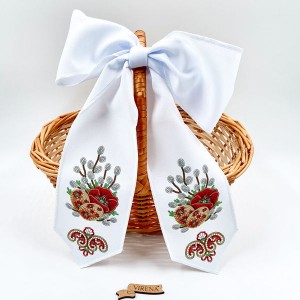 Бант для вишивання бісером та бусинами з маками, писанками та вербою (БК-091)