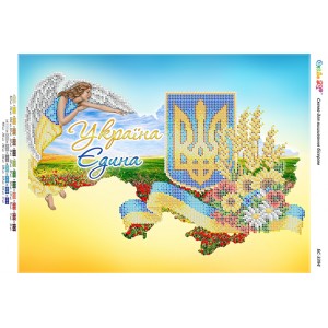 БС-3394 Україна Єдина ІV (частк. вишивка). Схема для вишивки бісером