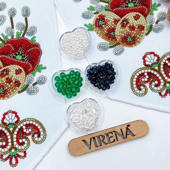 Бант для вишивання бісером та бусинами з маками, писанками та вербою (БК-091)